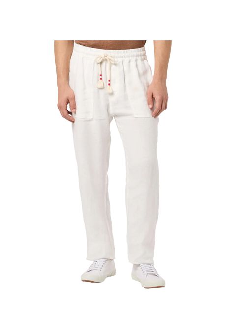 Pantalone MC2 Saint Barth Calais uomo CALAIS01896H Bianco lino tasche elasticizzata coulisse MC2 SAINT BARTH | Pantaloni | CALAIS01896H01